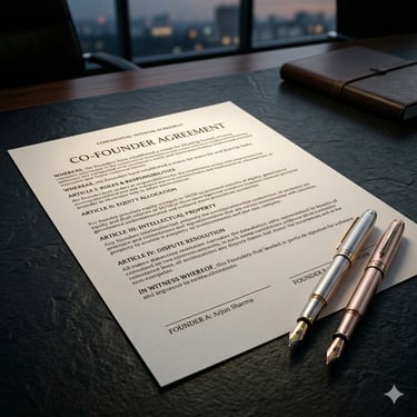 Co-founder agreement drafting and startup dispute prevention at Harsh Malik Law.