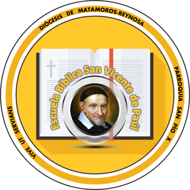 Biblia, Escuela Bíblica,  San Pío X,  San Vicente de Paúl logo