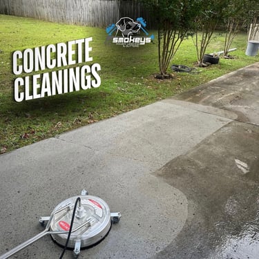 A surface cleaner and the difference of clean concrete and dirty concrete