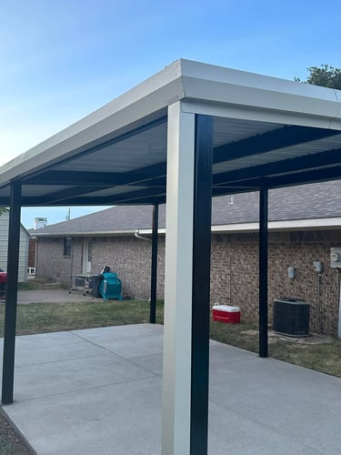 Modern metal patio cover.