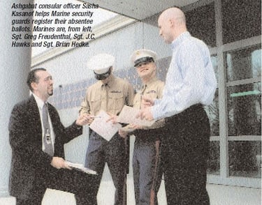 2001 detachment marines with embassy officer-ashgabat
