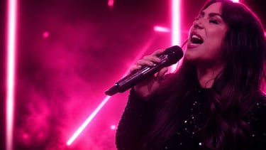 Woman on microphone