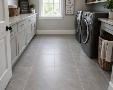 Tile floor cleaning for residential laundry rooms