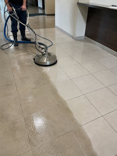 Commercial tile floor cleaning using professional equipment in Mid-Michigan