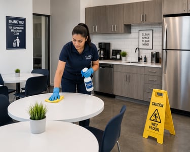 Office breakroom and kitchen cleaning service for commercial businesses in Mid-Michigan.