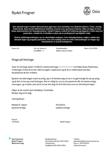 Bydelsoverlege Neelam Sarwar Anjum، Bydelsoverlege Tine Ravlo،Helse og omsorgstjenesten,Oslo Kommune,Frogner lege,helsesenter