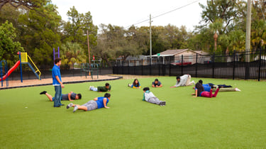 Students exercising