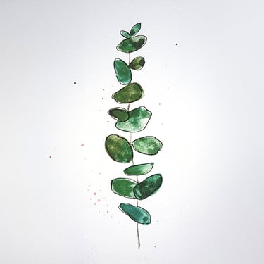 Feuilles vertes tiges aquarelle