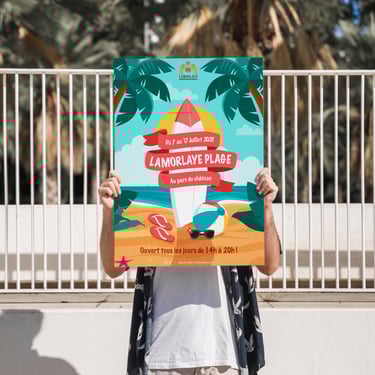 Affiche Lamorlaye plage, réalisée par Cynow Design