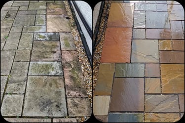 before and after patio wash