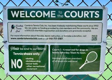 Cambria Tennis Club court sign