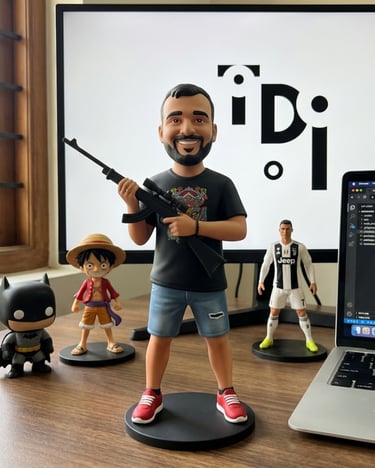 3D marketer figure with Batman, Luffy & Ronaldo on a desk with The DigiWold logo, showing AI digital marketing strategy.