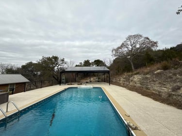 Metal Patio with Pool at Morning