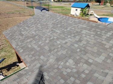 Close-up view of asphalt shingle roof.