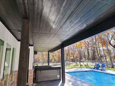 Dark Wood Pergola with Pool