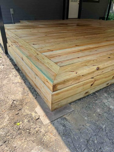 Freshly built wooden deck.