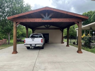 Cedar Carport with Large Beam
