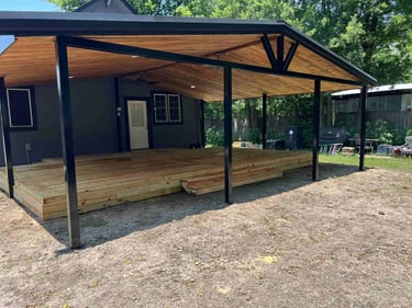 Black Metal Patio with Elevated Deck
