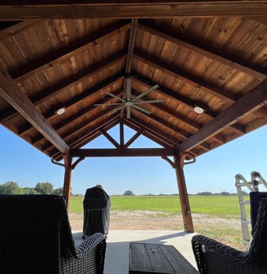 Cedar with Fan on a Sloped Ceiling