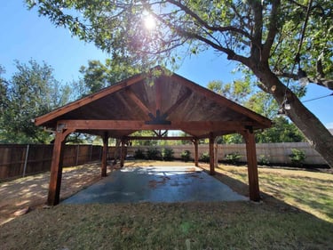 Huge Cedar Patio with Large Beam