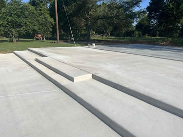 Fresh concrete foundation with steps 2.