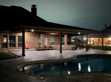 Outdoor Space at Night with Pool