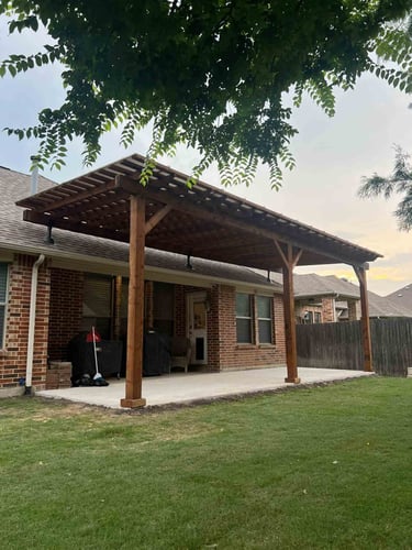Pergola with Clean Concrete Floor and Grass