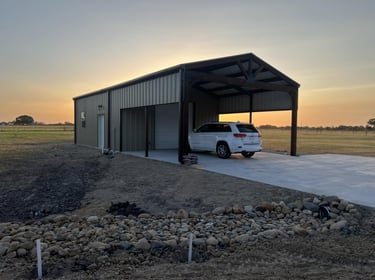Metal Patio Garage at Sunset