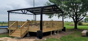 Wood Deck with Metal Patio Installed