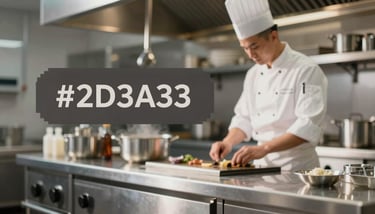 A team of friendly food service professionals standing in a clean, modern cafeteria ready to serve.