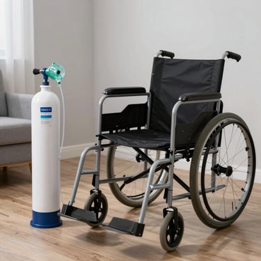 A caring healthcare professional assisting an elderly patient in a bright, modern home setting.