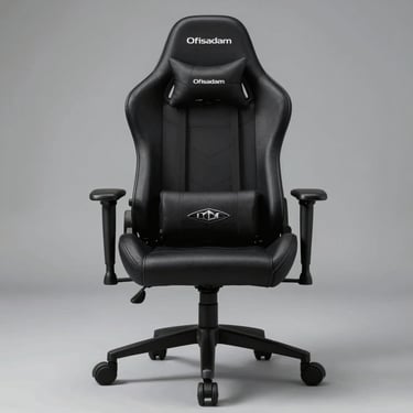 Modern gray lounge chairs with wood armrests and a matching black round coffee table.