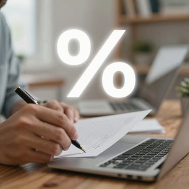 Icono de porcentaje representando el ahorro en la declaración de la Renta y Patrimonio