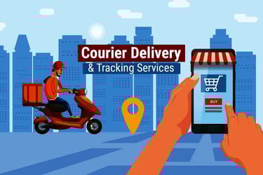 Courier service tracking delivery logo