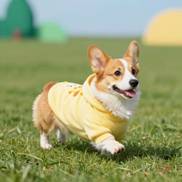 perro-corgi-con-sudadera-amarilla-de-diseno-original-en-mexico