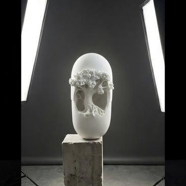 "20mg", sculpture en marbre de Carrare par le sculpteur Herrel