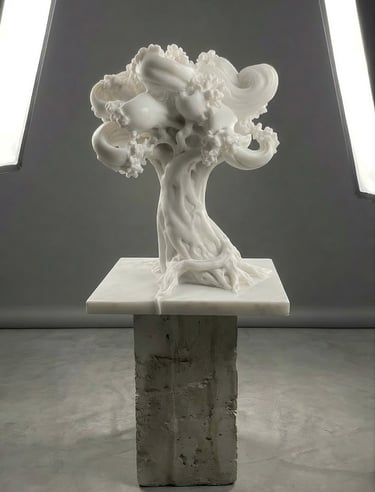 "Hoku", sculpture en marbre de Carrare par le sculpteur Herrel