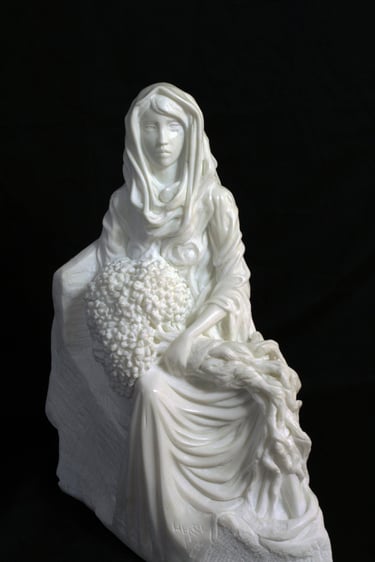 la Piéta, sculpture en marbre de Carrare par le sculpteur Herrel