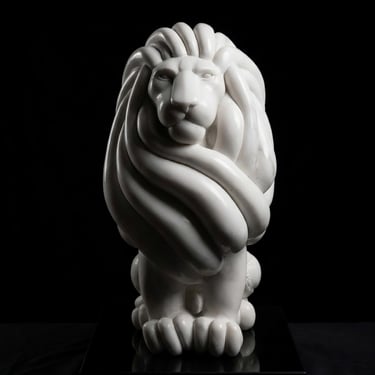 "Lys", sculpture de lion en marbre de Carrare par le sculpteur Herrel