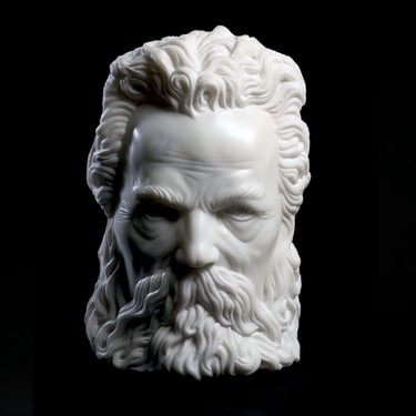 "Plus tard", sculpture en marbre de Carrare par le sculpteur Herrel