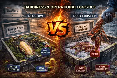 Sistem logistik aman memastikan lobster Redclaw tiba dalam kondisi hidup dan aktif