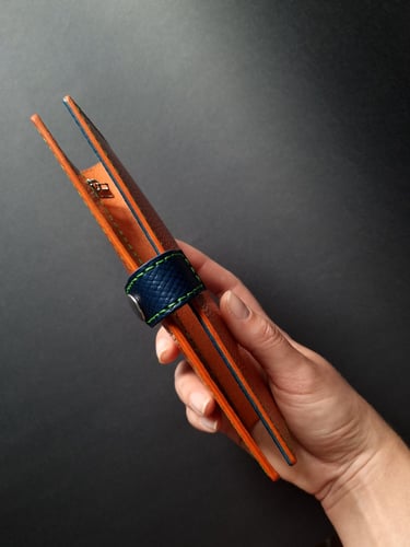 Orange long bifold wallet made of full grain leather