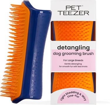 Pet Teezer Detangling Dog Grooming Brush, Dog Bath Brush for Long Haired Breeds and Wet or Dry Fur