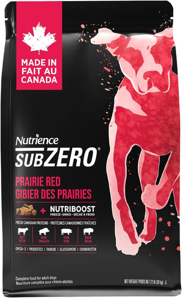 Nutrience Grain Free Subzero Dog Food, 10 kg (22 lbs), Canadian Prairie Red Formula, Dry Dog Food