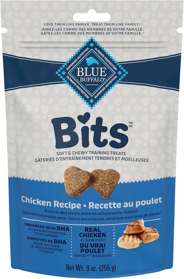 Blue Buffalo Blue Bits Natural Soft-Moist Training Dog Treats, Chicken Recipe 9-oz Bag