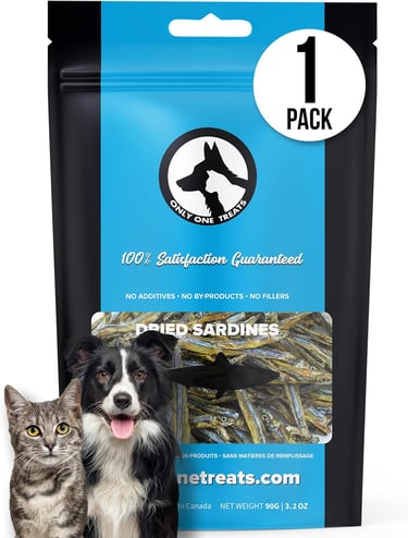 Only One Treats Dried Sardines for Dogs and Cats – All-Natural Training Treats with Omega 3