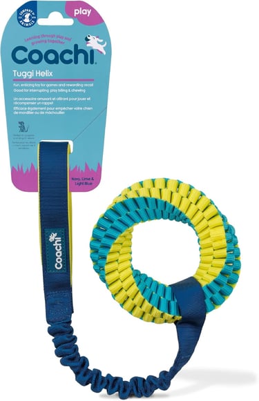 Coachi Tuggi Helix - Interactive Dog Toy for Tug of War & Play. Strong & Lightweight, Stretchy Bunge