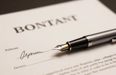 A close-up of a fountain pen resting on a signed financial contract, off-white paper, sharp focus, professional lighting, corporate British setting.