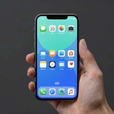 Close-up photography of a high-resolution smartphone screen displaying a clean communication interface with deep forest green and crimson accents, resting on a stone surface in a public park setting, Central European style.