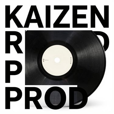 Kaizen Prod circular logo for artistic  urban development on a white card against a dark background.